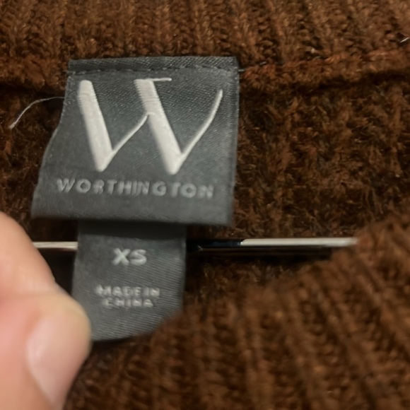 Worthington Tortoise Brown Crew Neck Ribbed Knit Sweater. Size XSmall - Picture 10 of 12